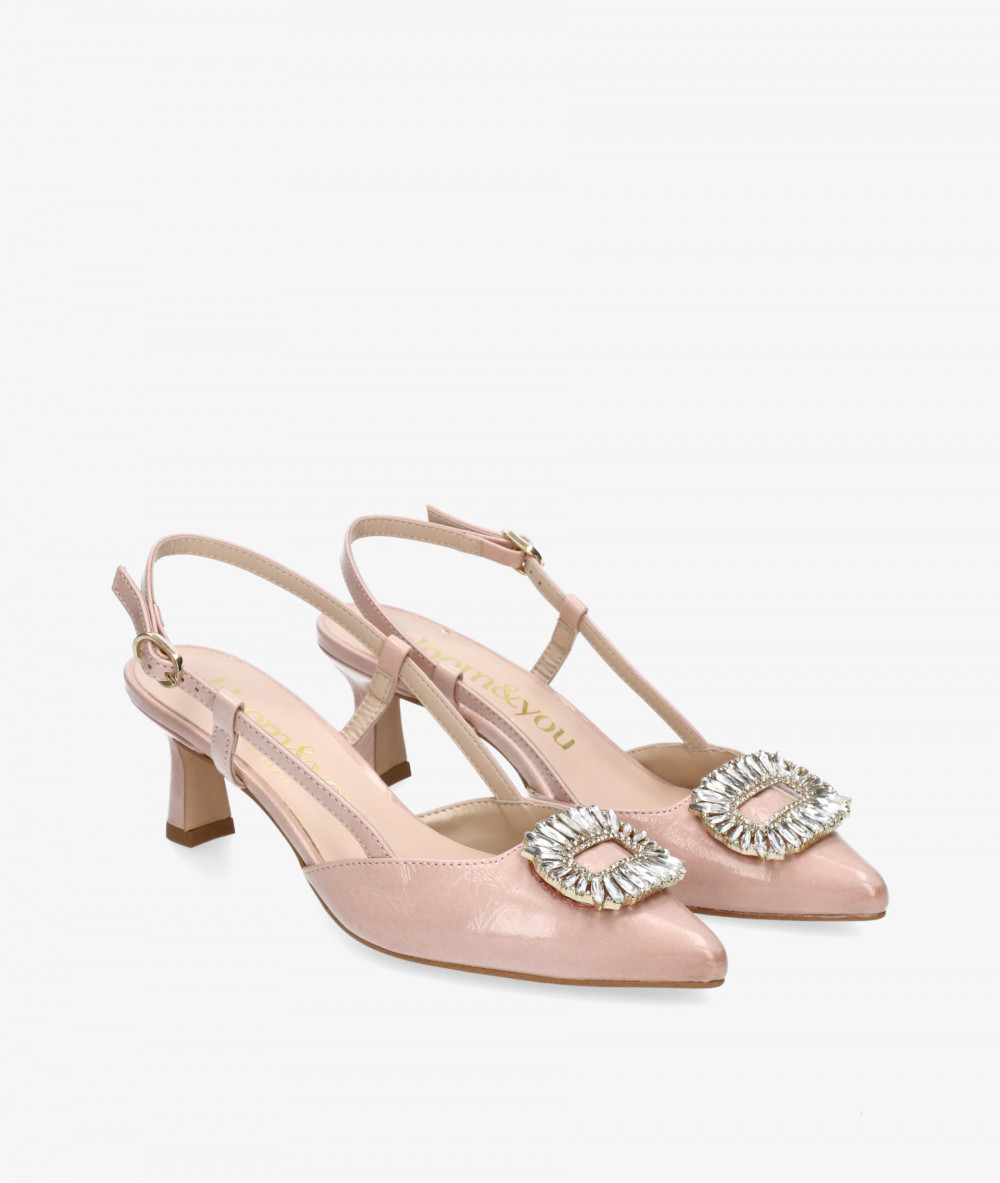 bloom&you Dress medium heel shoes JEWEL in nude patent leather