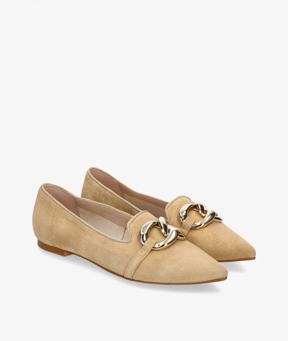 bloom&you Dress low heel shoes EDELWEISS in beige split suede