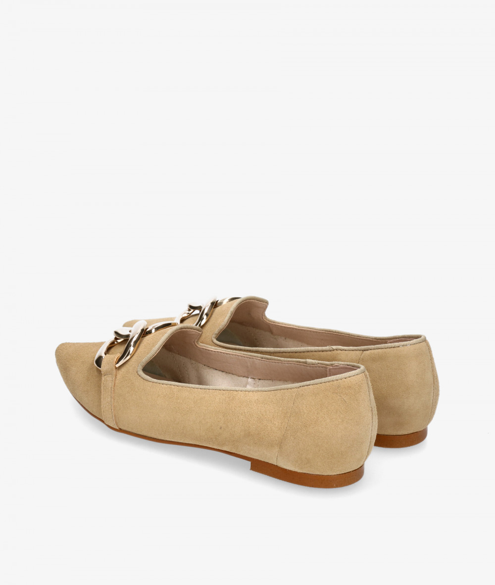 bloom&you Dress low heel shoes EDELWEISS in beige split suede