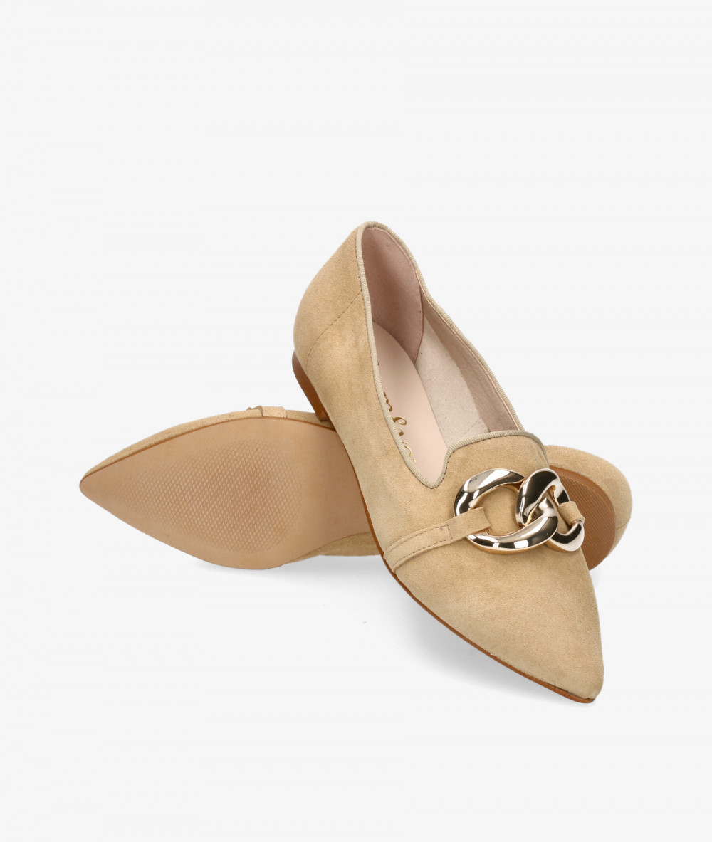 bloom&you Dress low heel shoes EDELWEISS in beige split suede