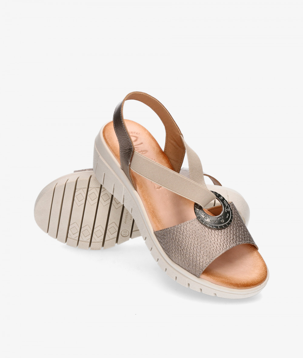 Sandalias Valeria´s 9031-R en taupe metalizado Sandalias Valeria´s 9031-R en taupe metalizado