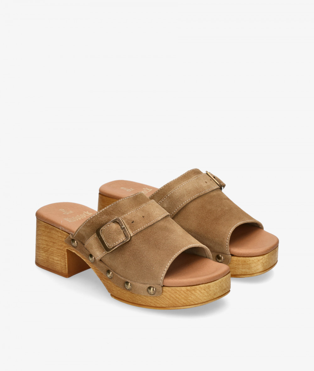 Sandalias Rhostock 14066 en serraje taupe