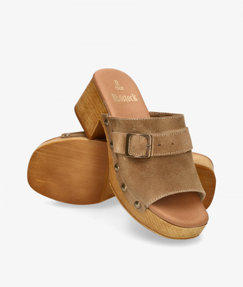 Sandalias Rhostock 14066 en serraje taupe