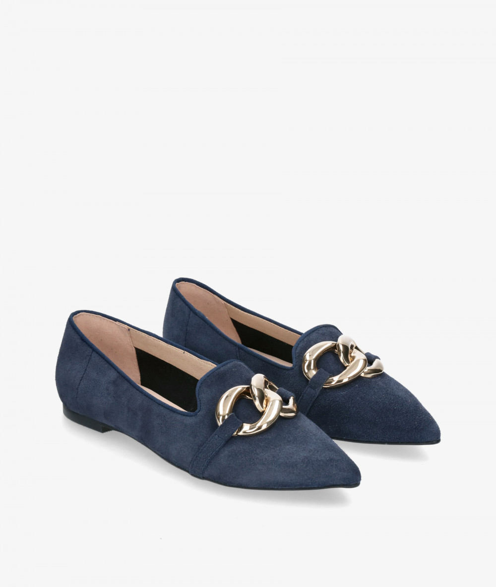 bloom&you Dress low heel shoes EDELWEISS in blue split suede