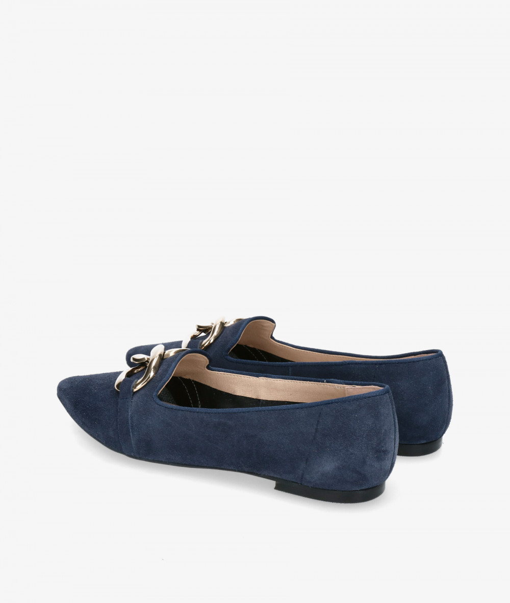 bloom&you Dress low heel shoes EDELWEISS in blue split suede