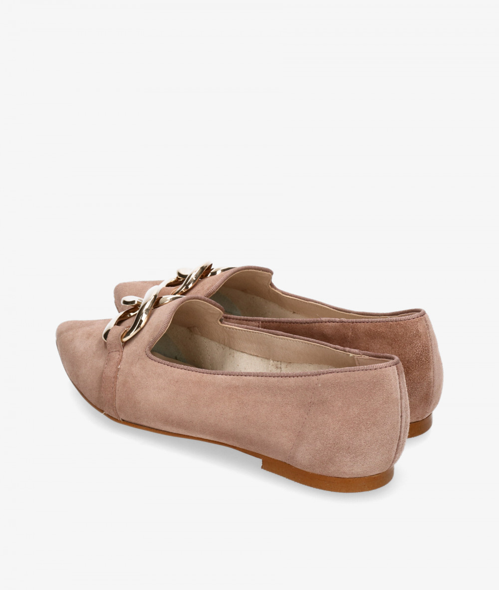 bloom&you Dress low heel shoes EDELWEIS in nude split suede