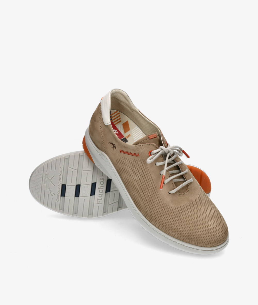 Fluchos Sport rubber sole shoes F1158 in taupe nubuck