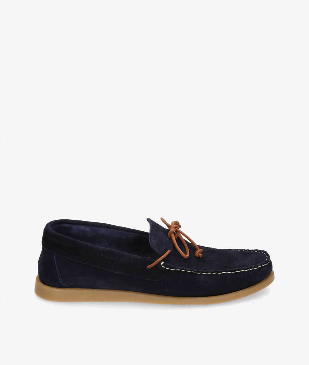 Traveris Sport rubber sole shoes 84384 in blue split suede
