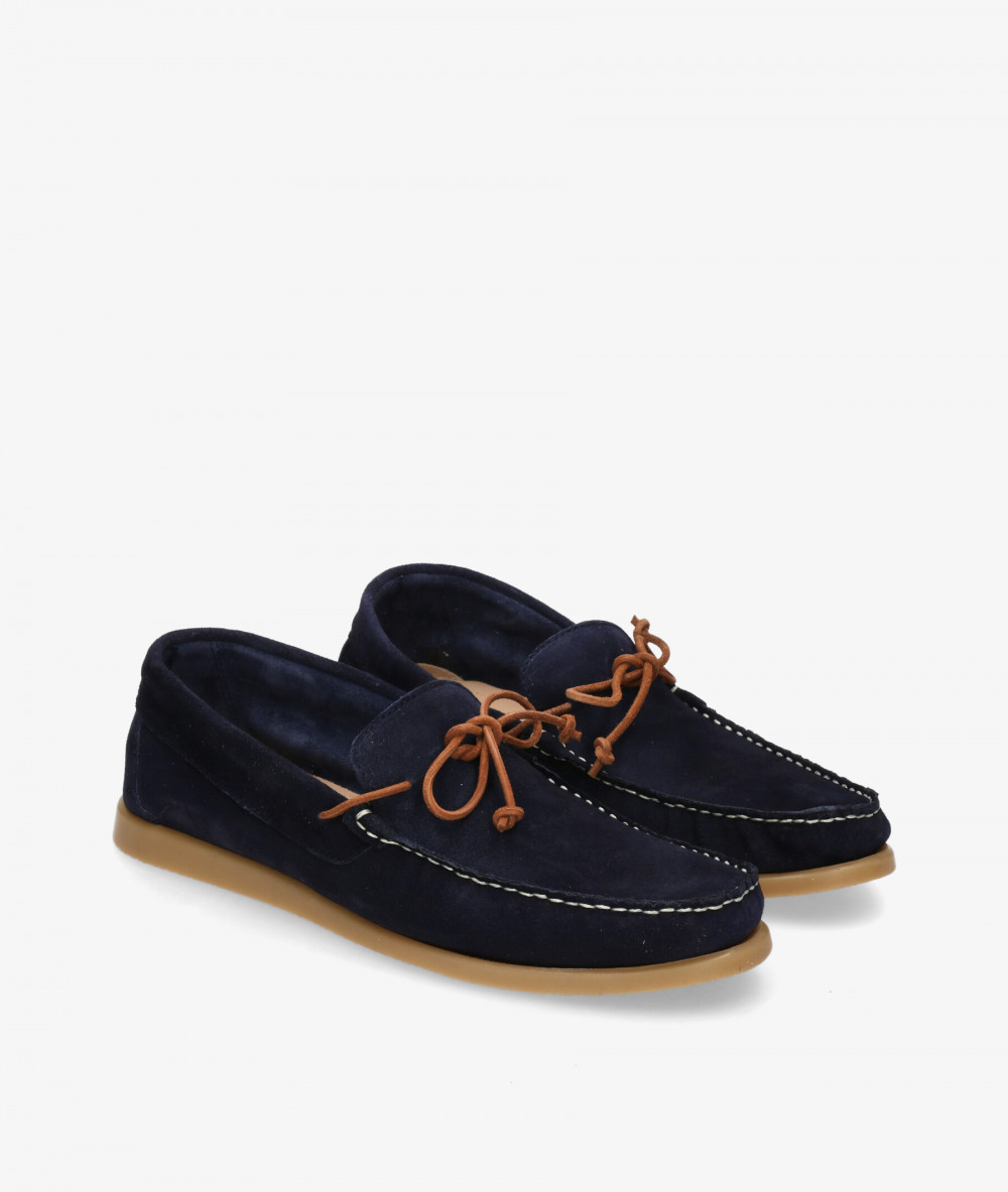 Traveris Sport rubber sole shoes 84384 in blue split suede