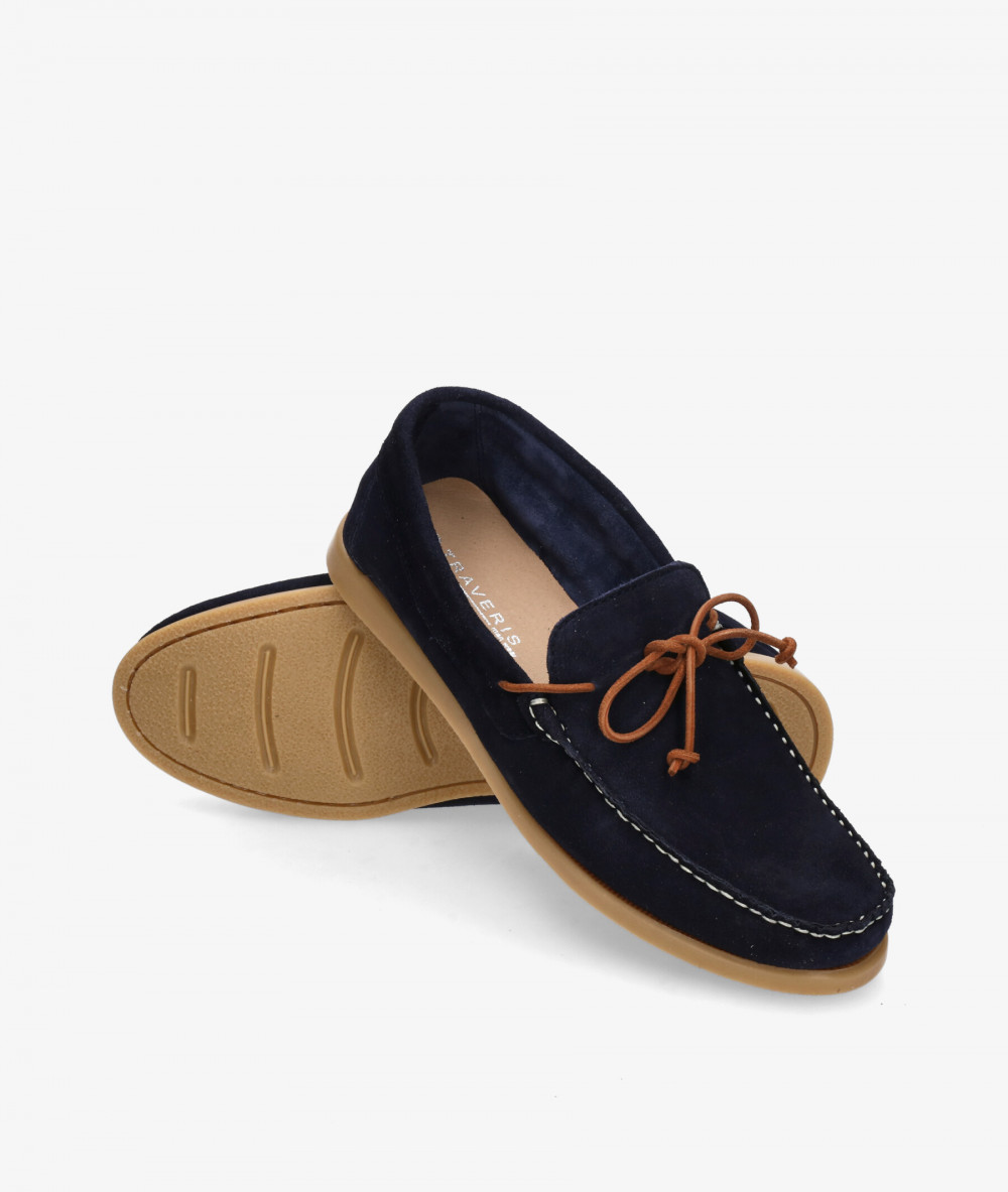 Traveris Sport rubber sole shoes 84384 in blue split suede