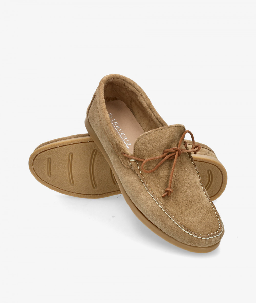 Traveris Sport rubber sole shoes 84384 in taupe split suede