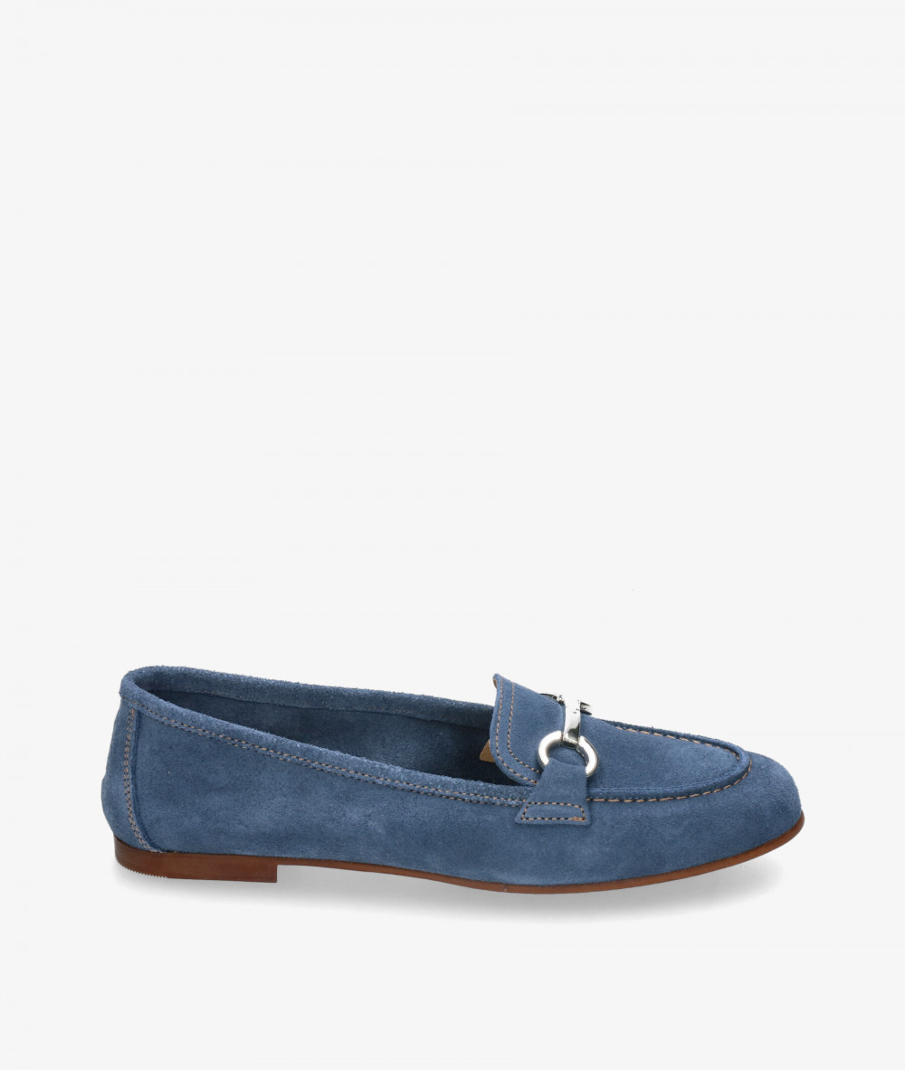 bloom&you Loafers POPPY in blue split suede