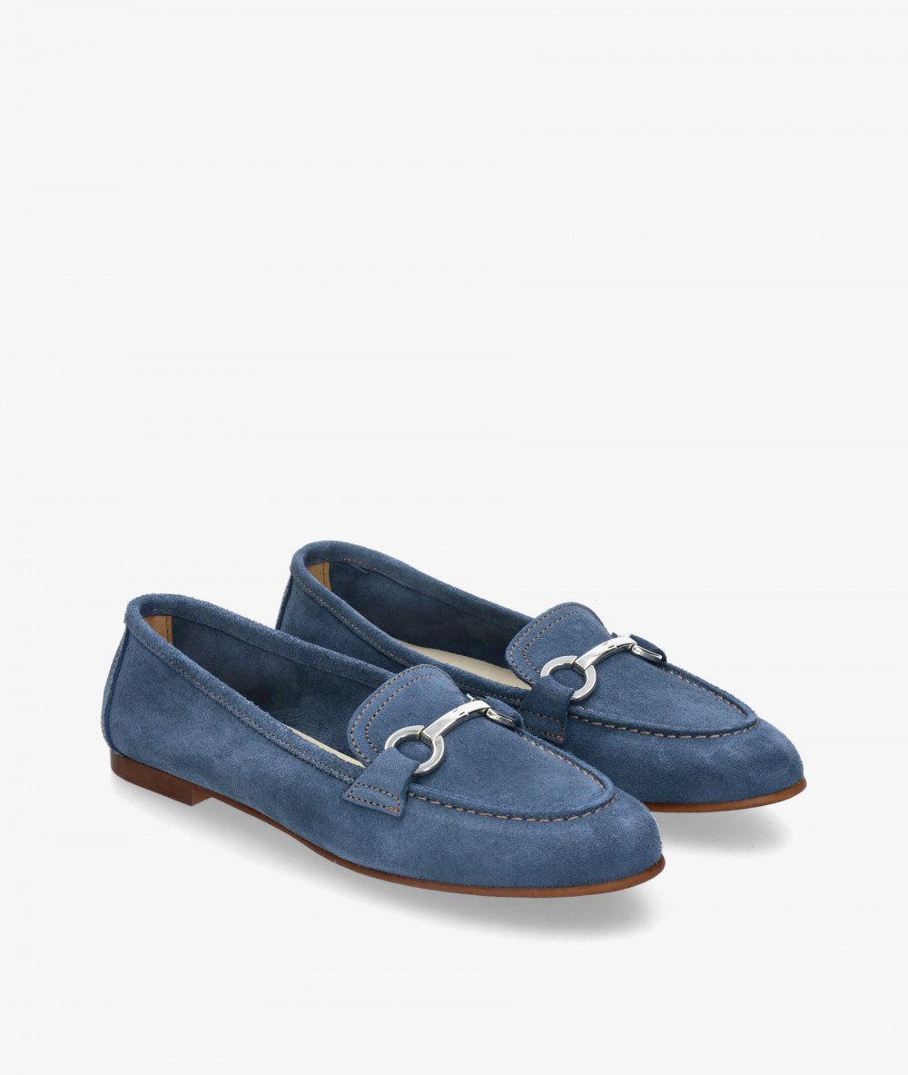 bloom&you Loafers POPPY in blue split suede
