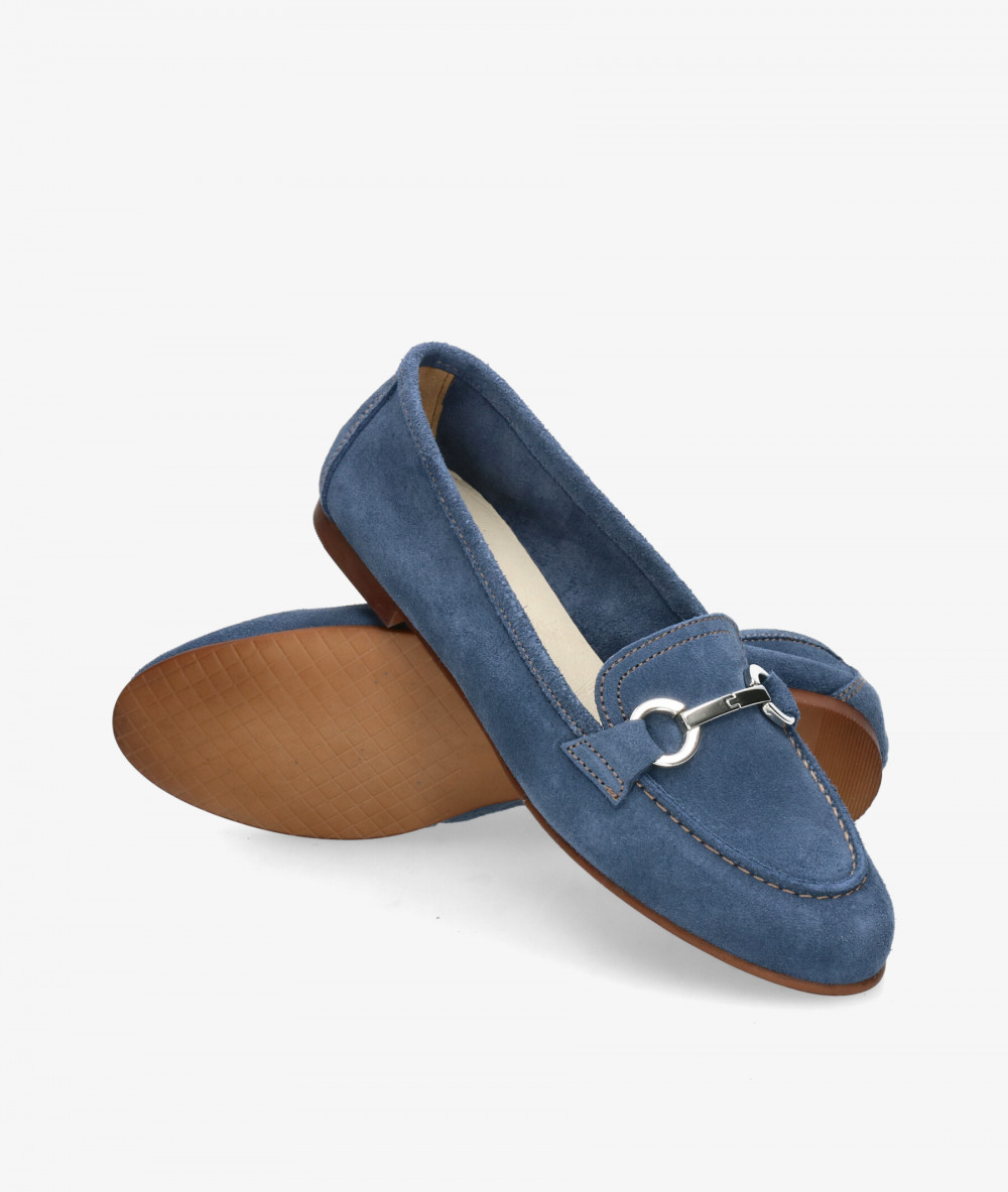 bloom&you Loafers POPPY in blue split suede