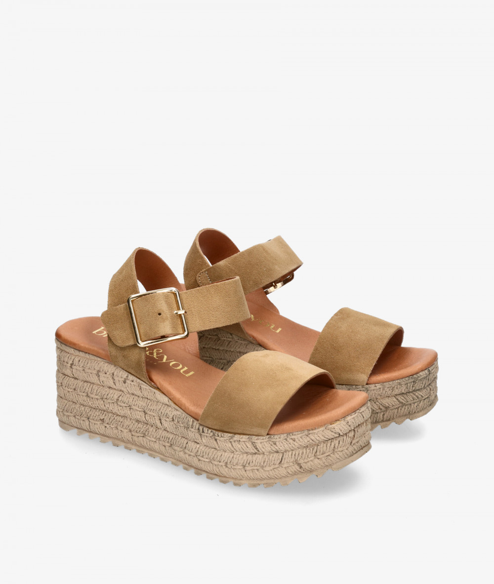 bloom&you Sandals  BLU in camel split suede