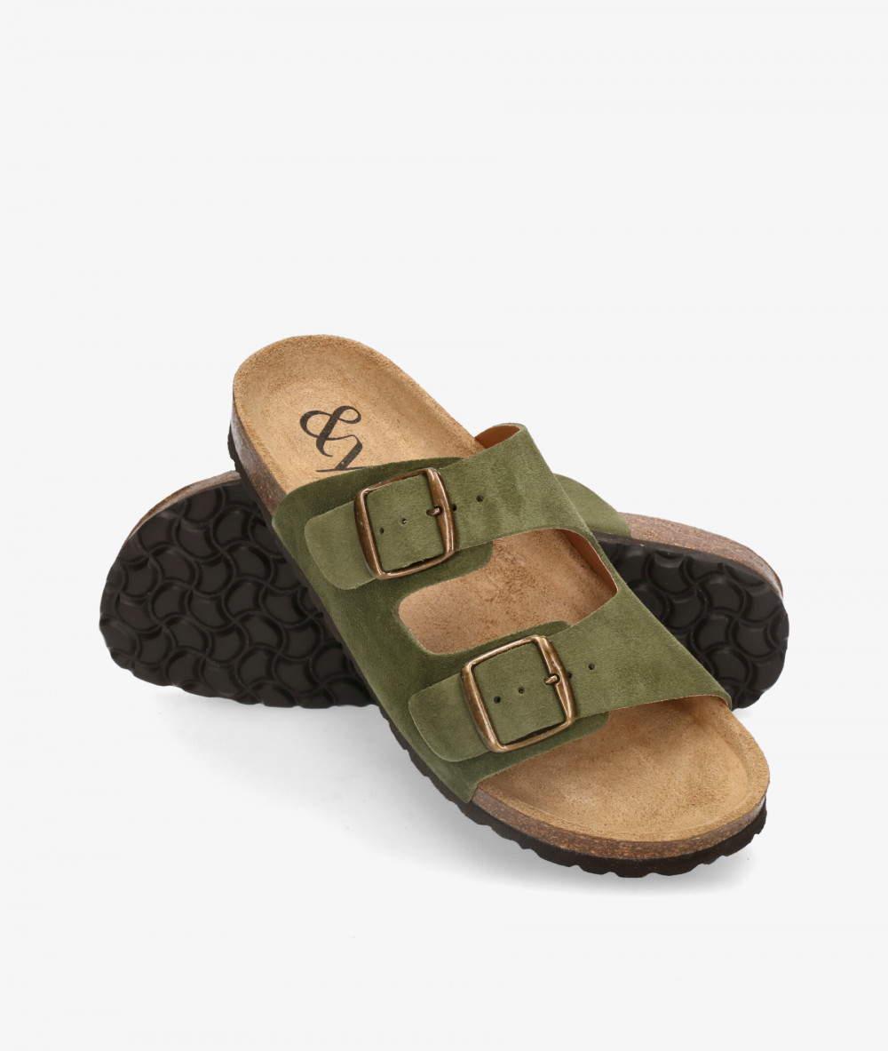 bloom&you Sandals  2 HEBILLAS CABA in kaki split suede