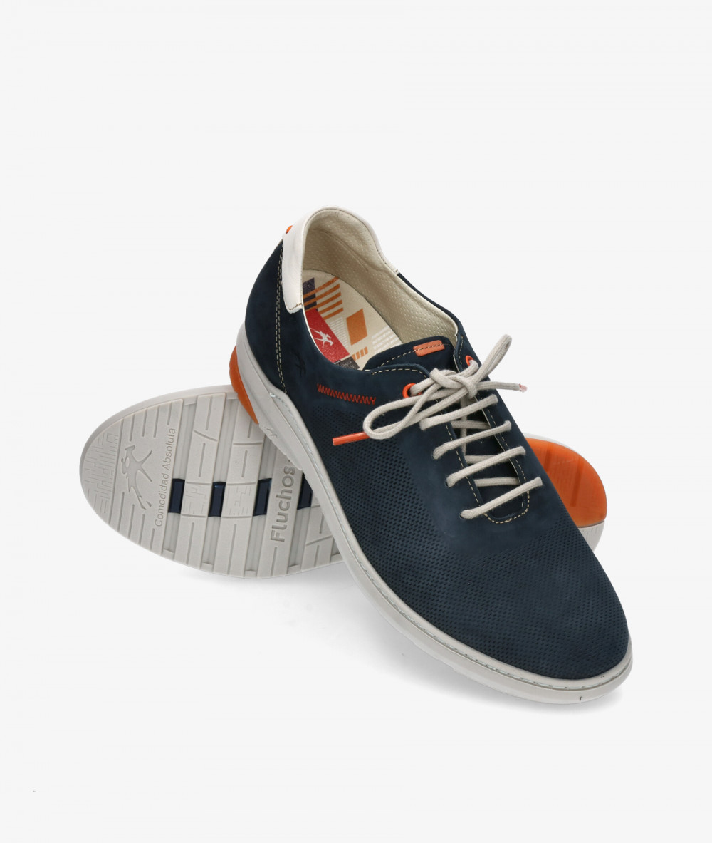 Fluchos Sport rubber sole shoes F1158 in blue nubuck