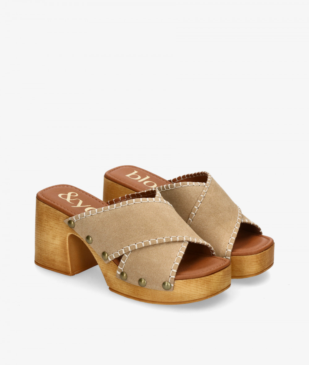 bloom&you Sandals  ADELFA in taupe split suede