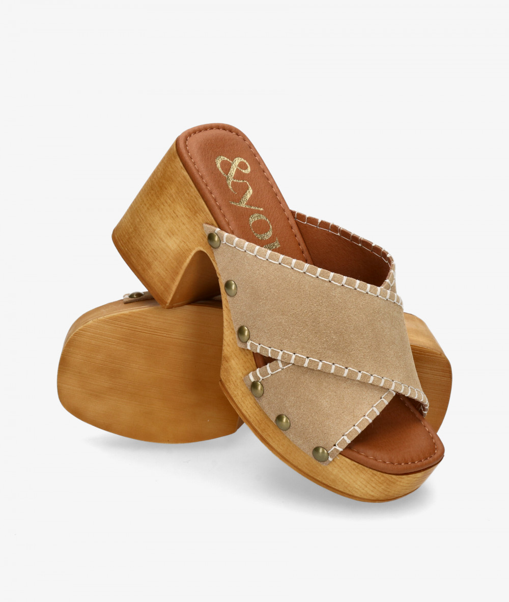bloom&you Sandals  ADELFA in taupe split suede