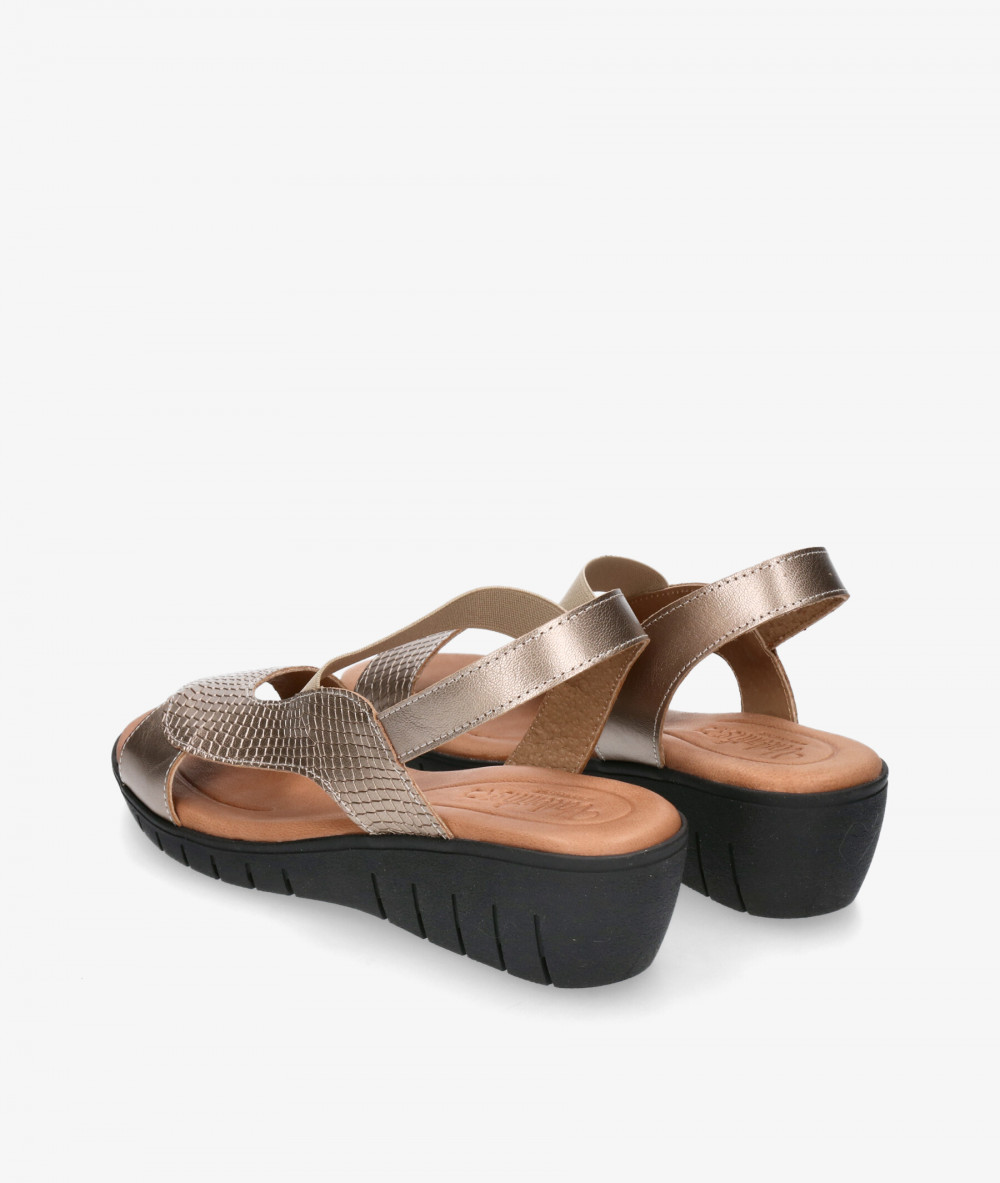 Sandalias Valeria´s  1011 en taupe metalizado