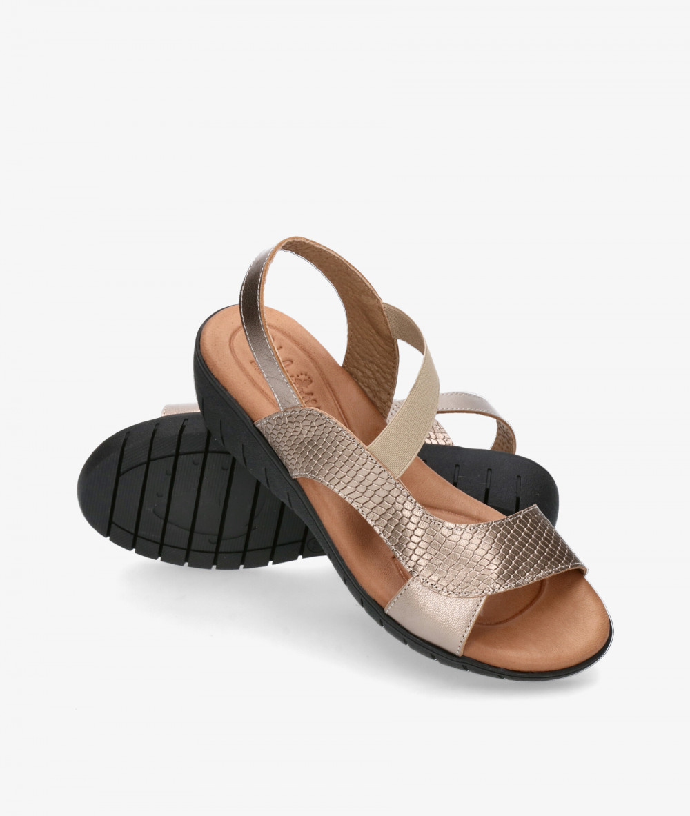 Sandalias Valeria´s  1011 en taupe metalizado