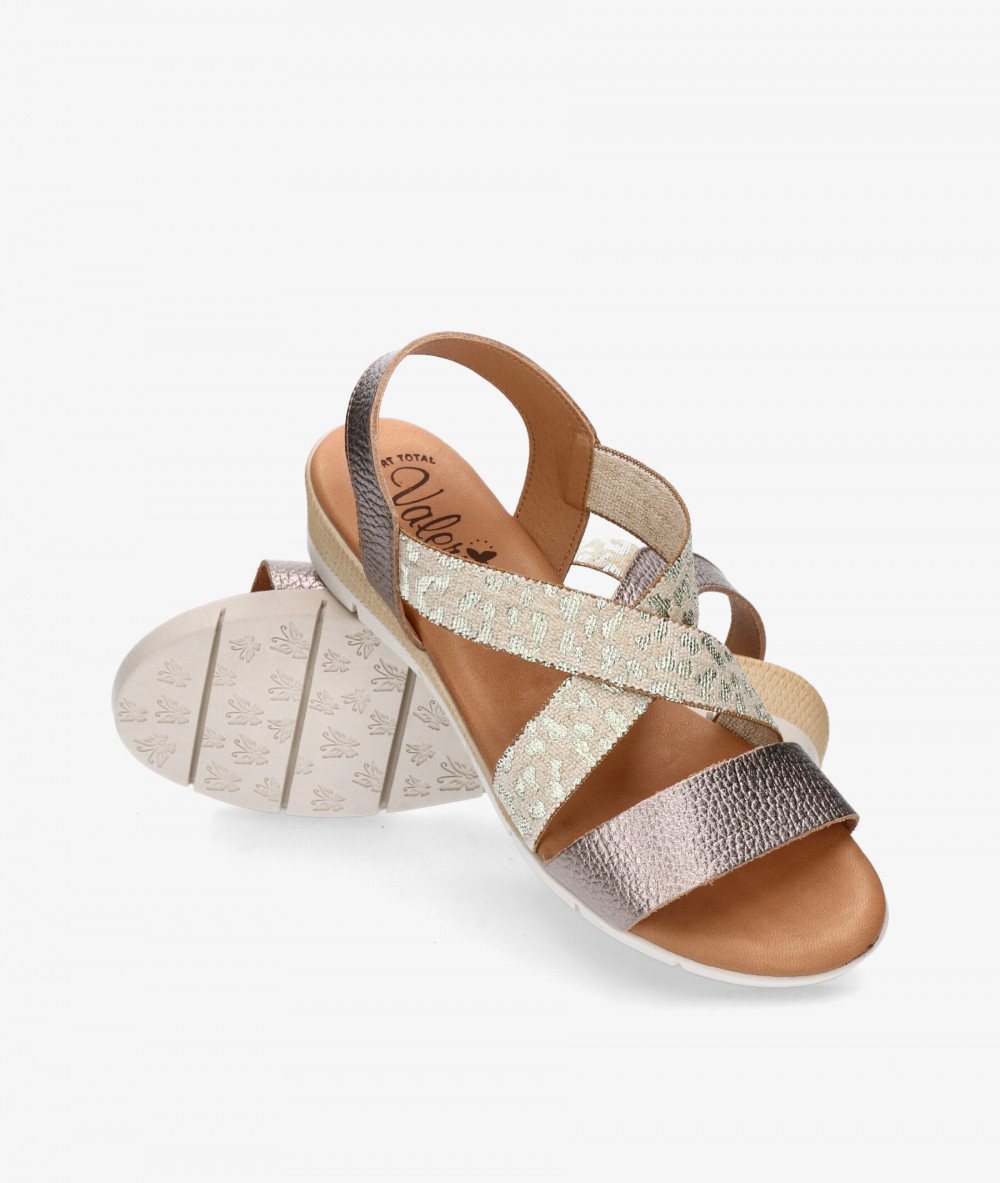 Sandalias Valeria´s  1120 en taupe metalizado