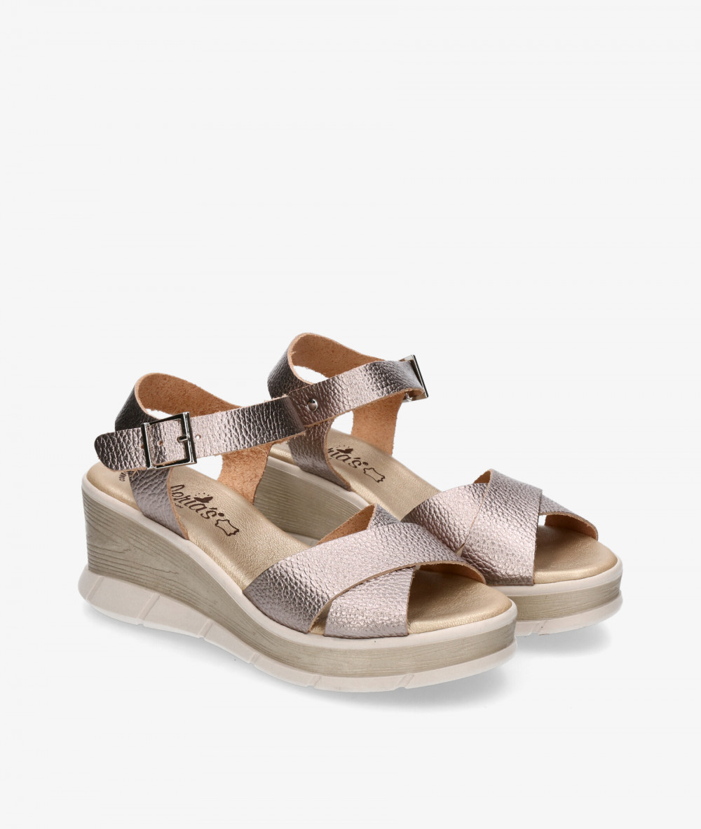 Sandalias Valeria´s  1164 en taupe metalizado