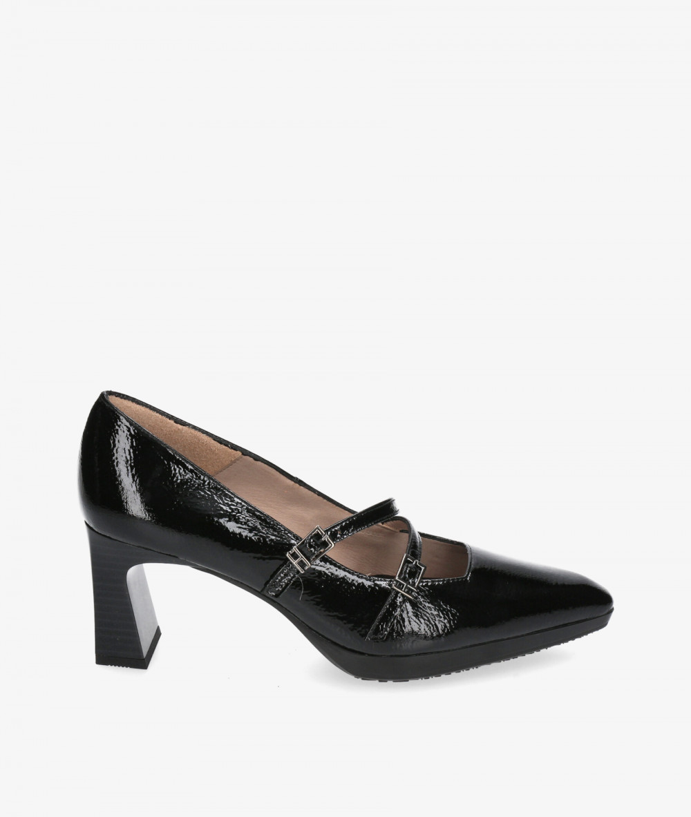 vestir con plataforma Hispanitas HI243523 en charol negro vestir con plataforma Hispanitas HI243523 en charol negro