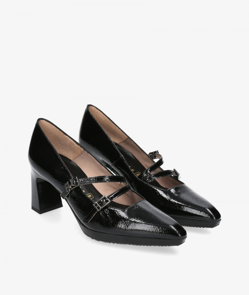 vestir con plataforma Hispanitas HI243523 en charol negro vestir con plataforma Hispanitas HI243523 en charol negro