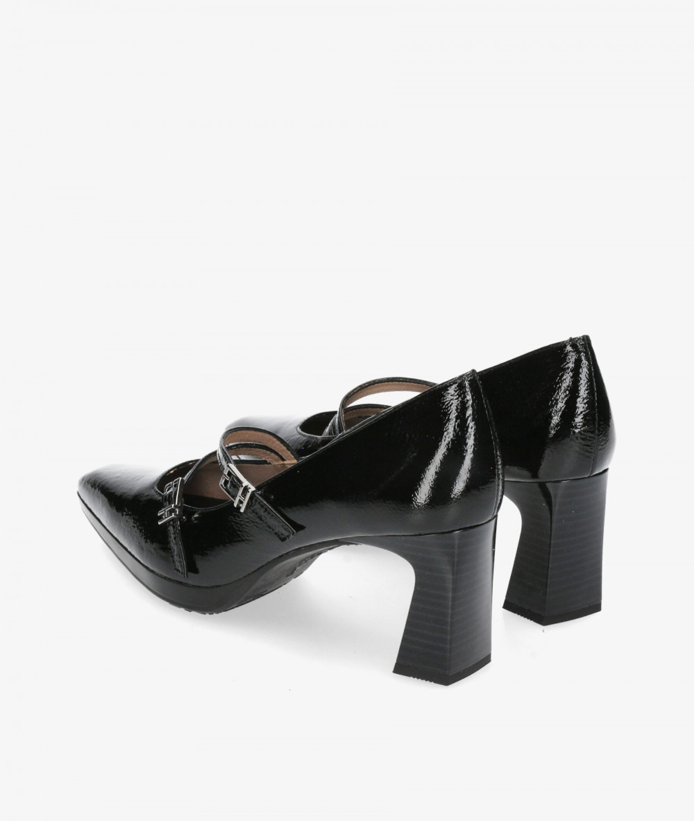 vestir con plataforma Hispanitas HI243523 en charol negro vestir con plataforma Hispanitas HI243523 en charol negro