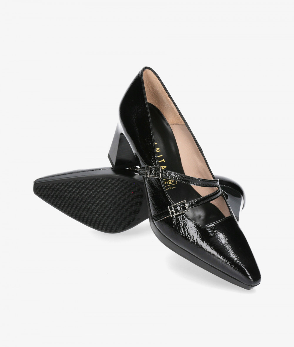 vestir con plataforma Hispanitas HI243523 en charol negro vestir con plataforma Hispanitas HI243523 en charol negro