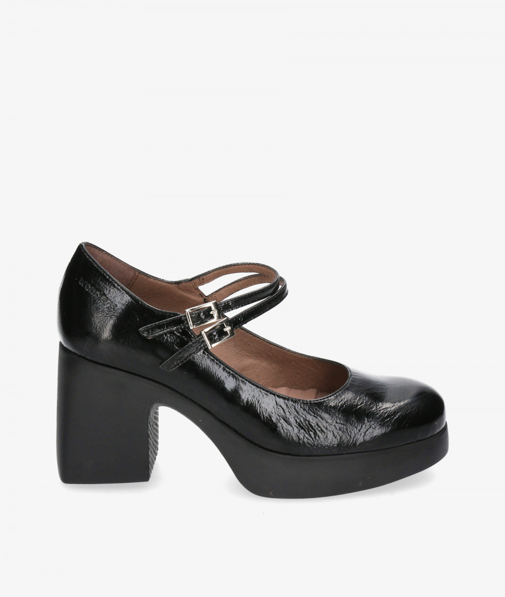 todos los días con plataforma  Wonders H-4960 en charol negro todos los días con plataforma  Wonders H-4960 en charol negro