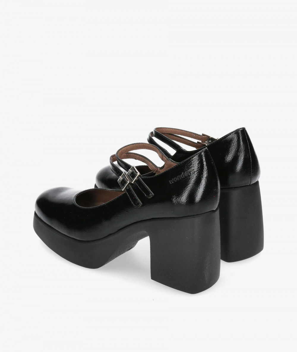 todos los días con plataforma  Wonders H-4960 en charol negro todos los días con plataforma  Wonders H-4960 en charol negro