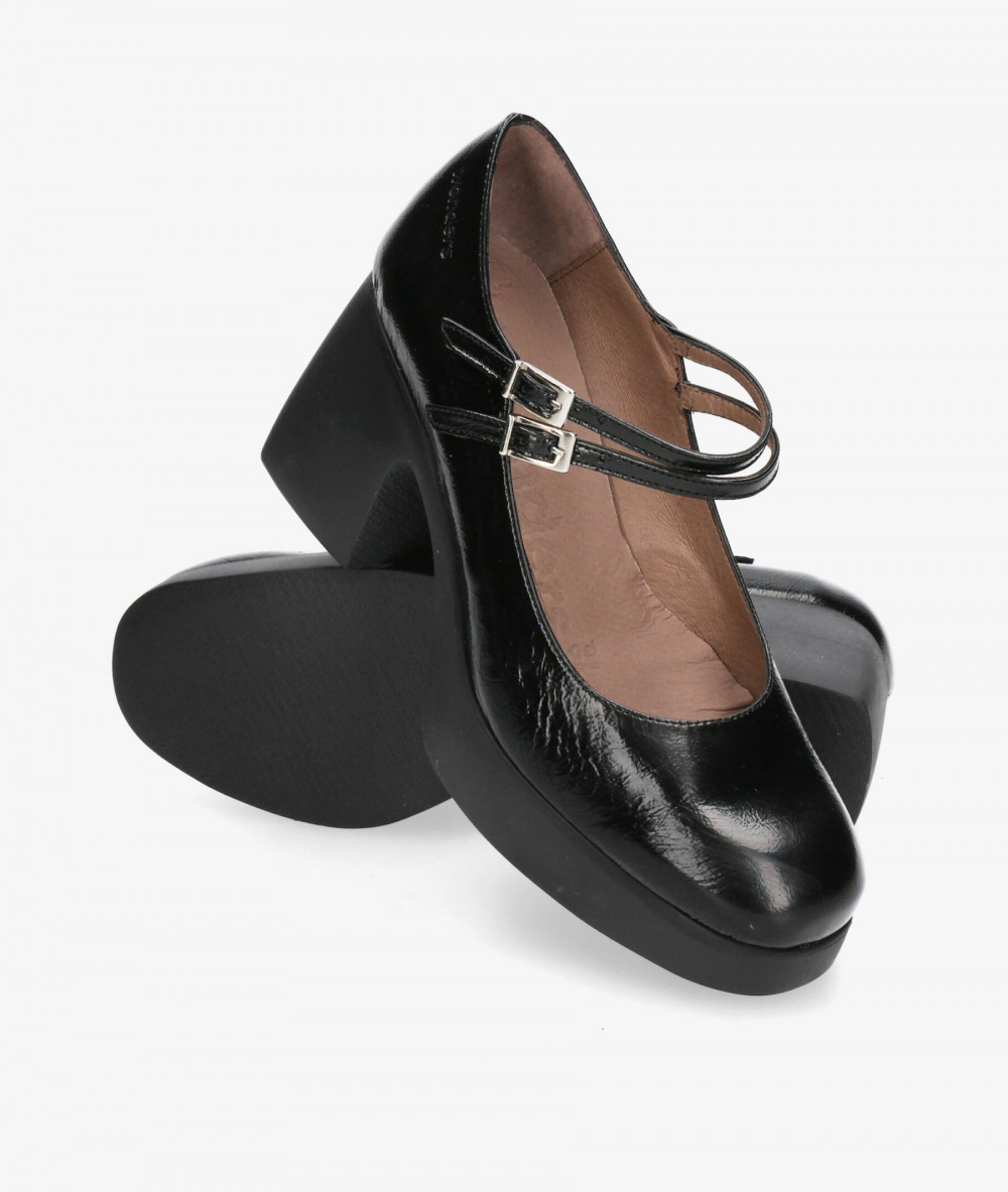 todos los días con plataforma  Wonders H-4960 en charol negro todos los días con plataforma  Wonders H-4960 en charol negro