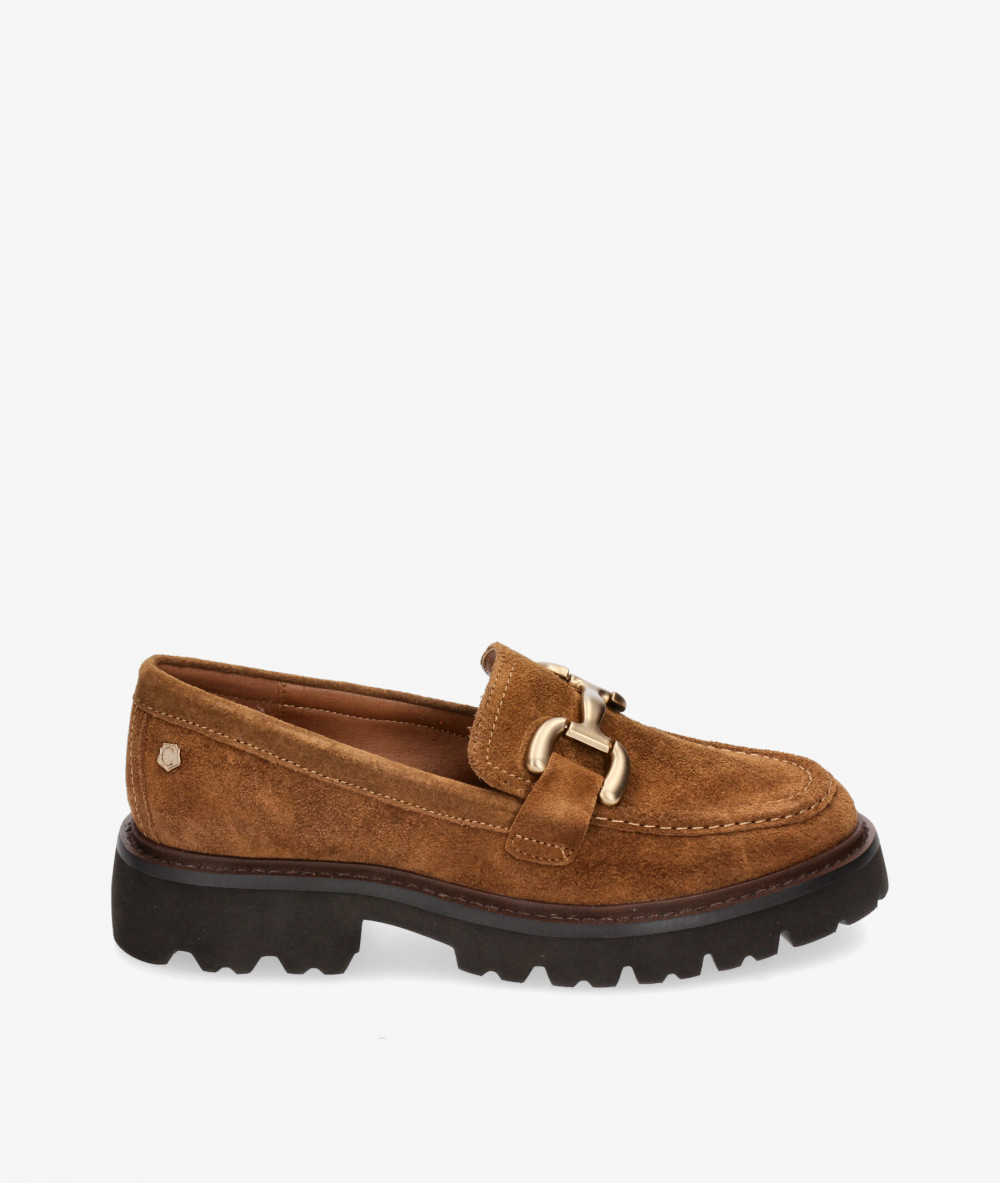 Mocasines Carmela 161952 en serraje cuero