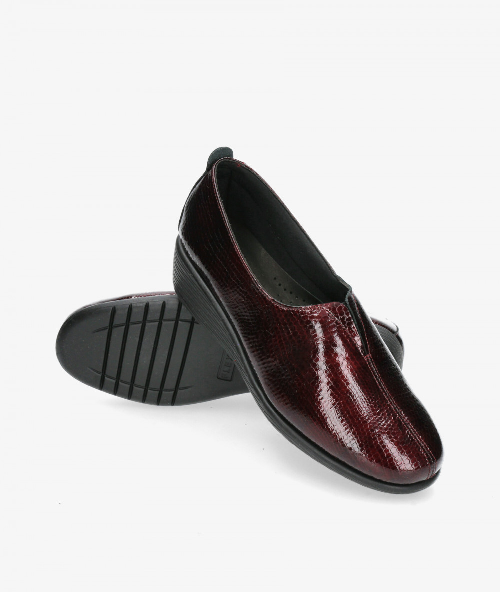 Flex&Go Comfort shoes ST0183 in burgundy patent leather