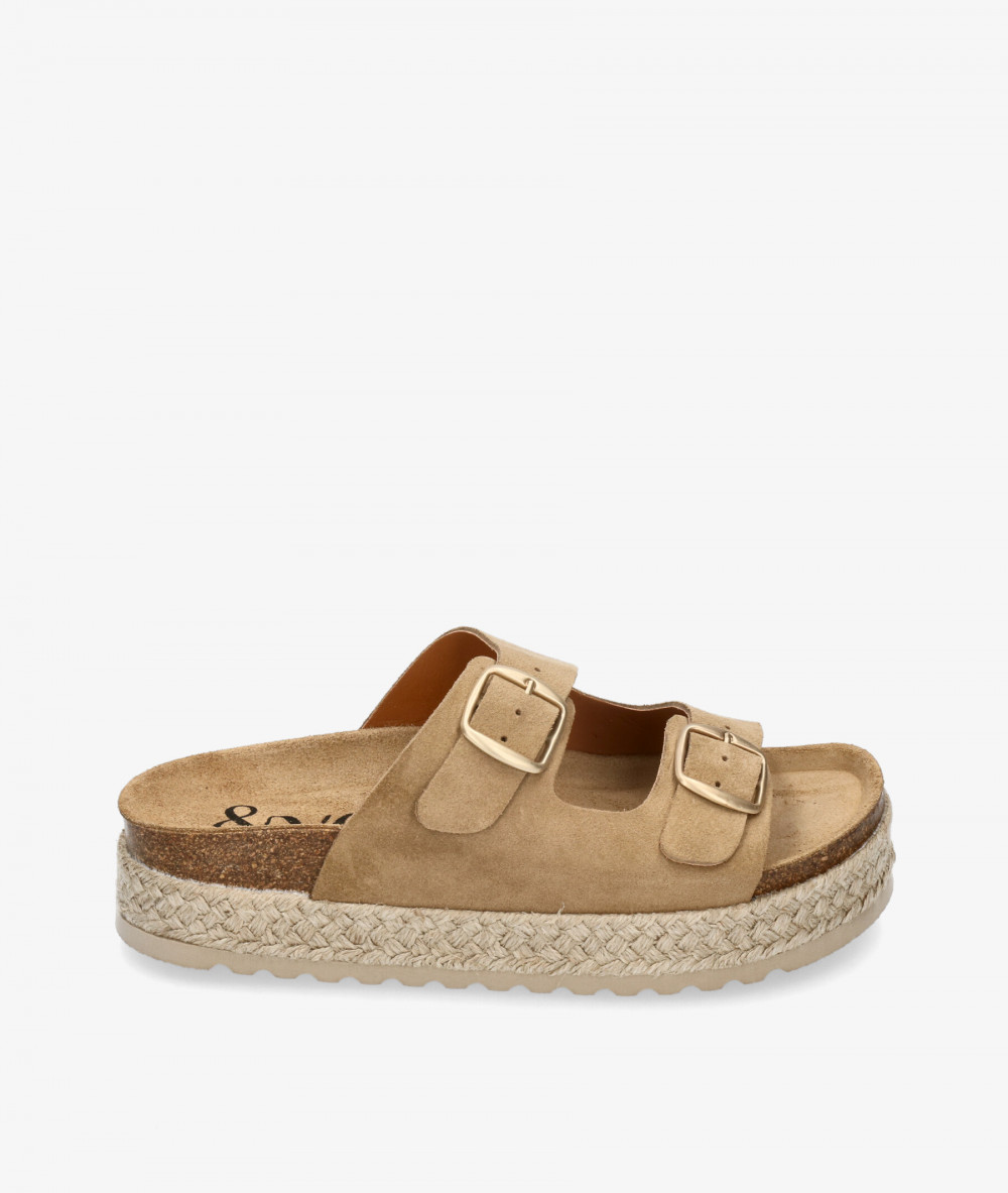 Sandalias bloom&you  NENUFAR DOBLE en serraje taupe