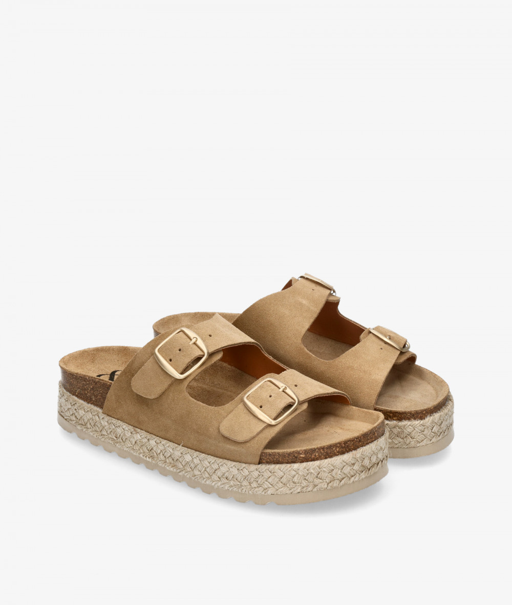 Sandalias bloom&you  NENUFAR DOBLE en serraje taupe