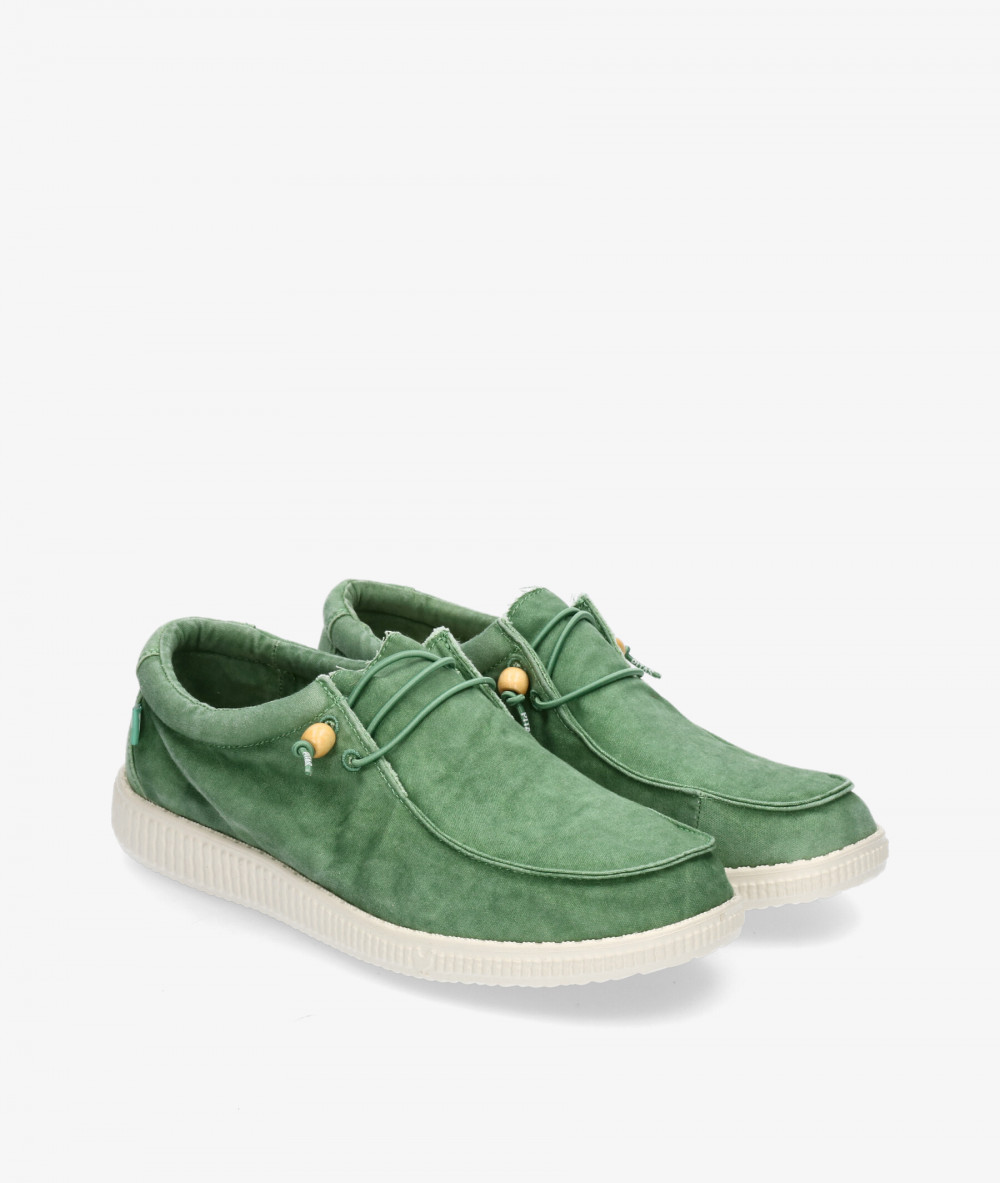 Walk in Pitas Canvas shoes WP150 WALLABY WASHED in green