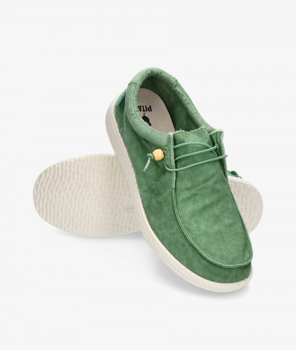 Walk in Pitas Canvas shoes WP150 WALLABY WASHED in green