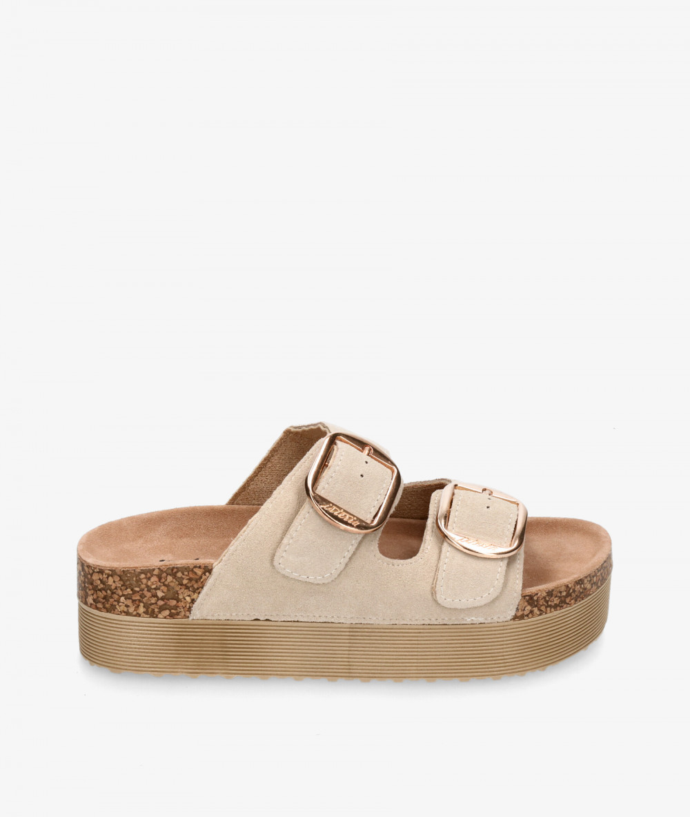 Sandalias ISTERIA  25221 en serraje beige Sandalias ISTERIA  25221 en serraje beige