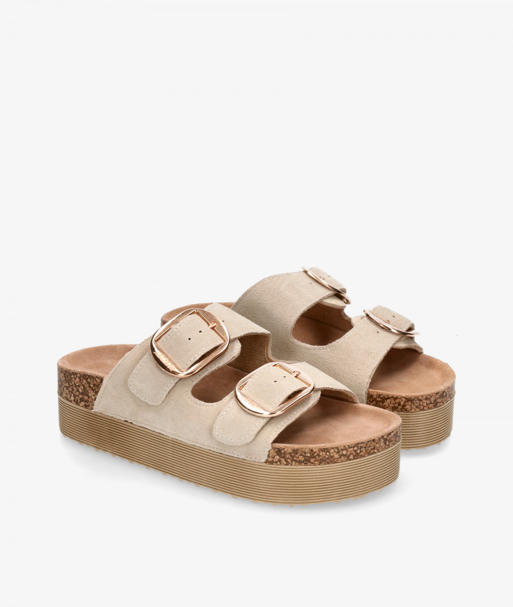 Sandalias ISTERIA  25221 en serraje beige Sandalias ISTERIA  25221 en serraje beige