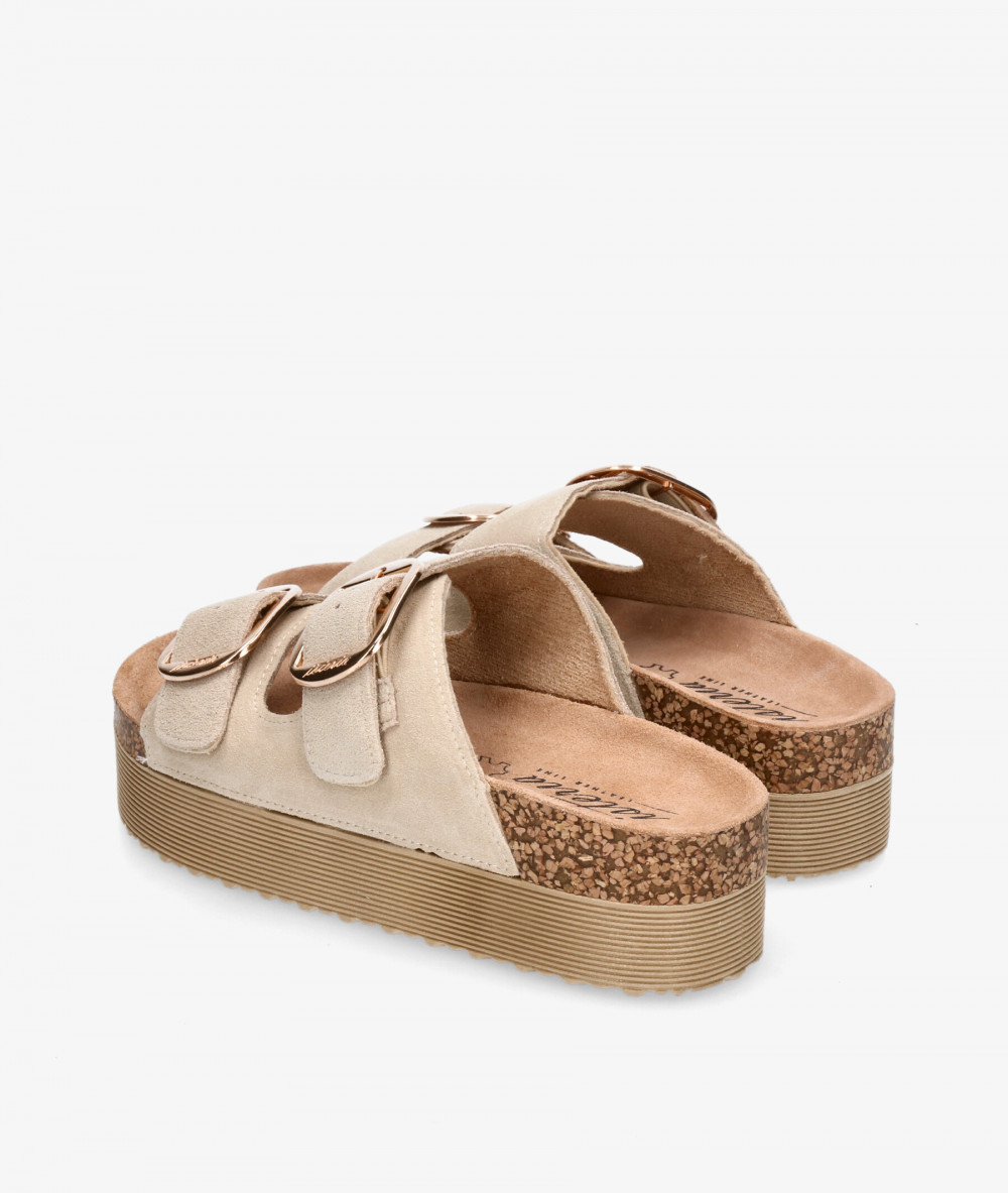 Sandalias ISTERIA  25221 en serraje beige Sandalias ISTERIA  25221 en serraje beige