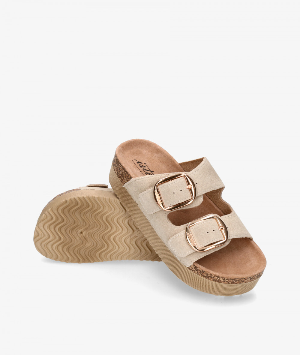 Sandalias ISTERIA  25221 en serraje beige Sandalias ISTERIA  25221 en serraje beige