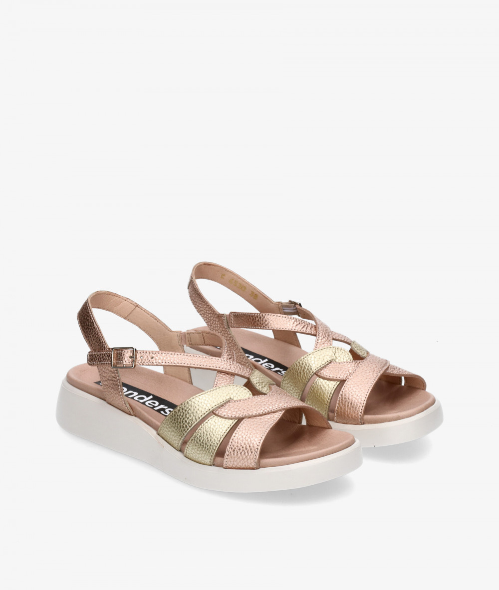 Sandalias Wonders  C-6530 en nude metalizado Sandalias Wonders  C-6530 en nude metalizado