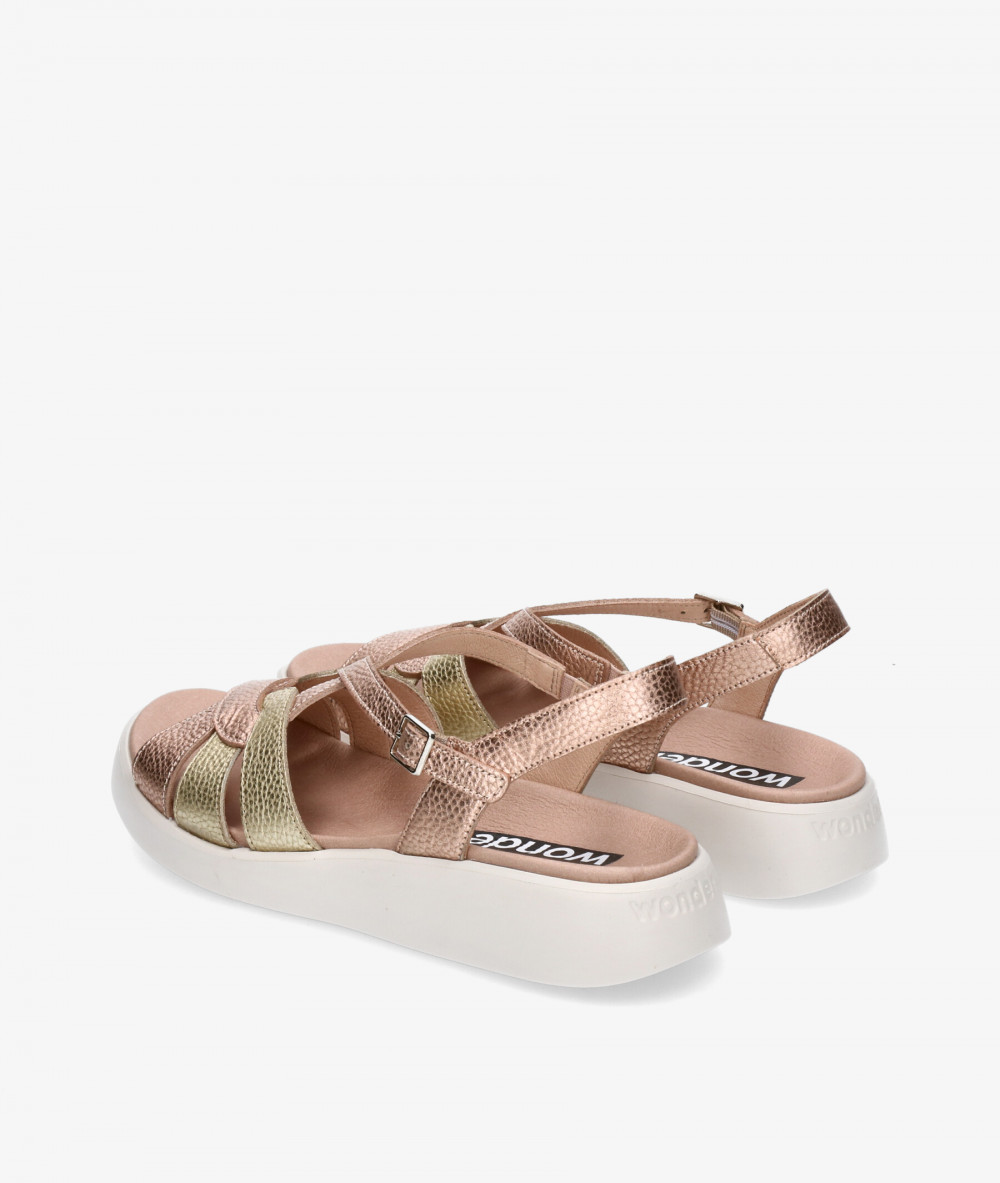 Sandalias Wonders  C-6530 en nude metalizado Sandalias Wonders  C-6530 en nude metalizado