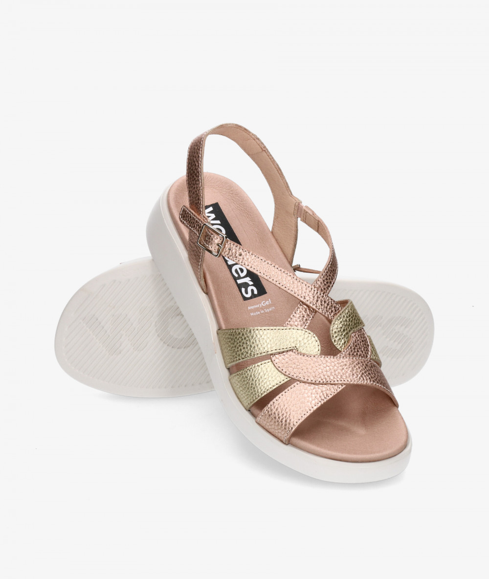 Sandalias Wonders  C-6530 en nude metalizado Sandalias Wonders  C-6530 en nude metalizado
