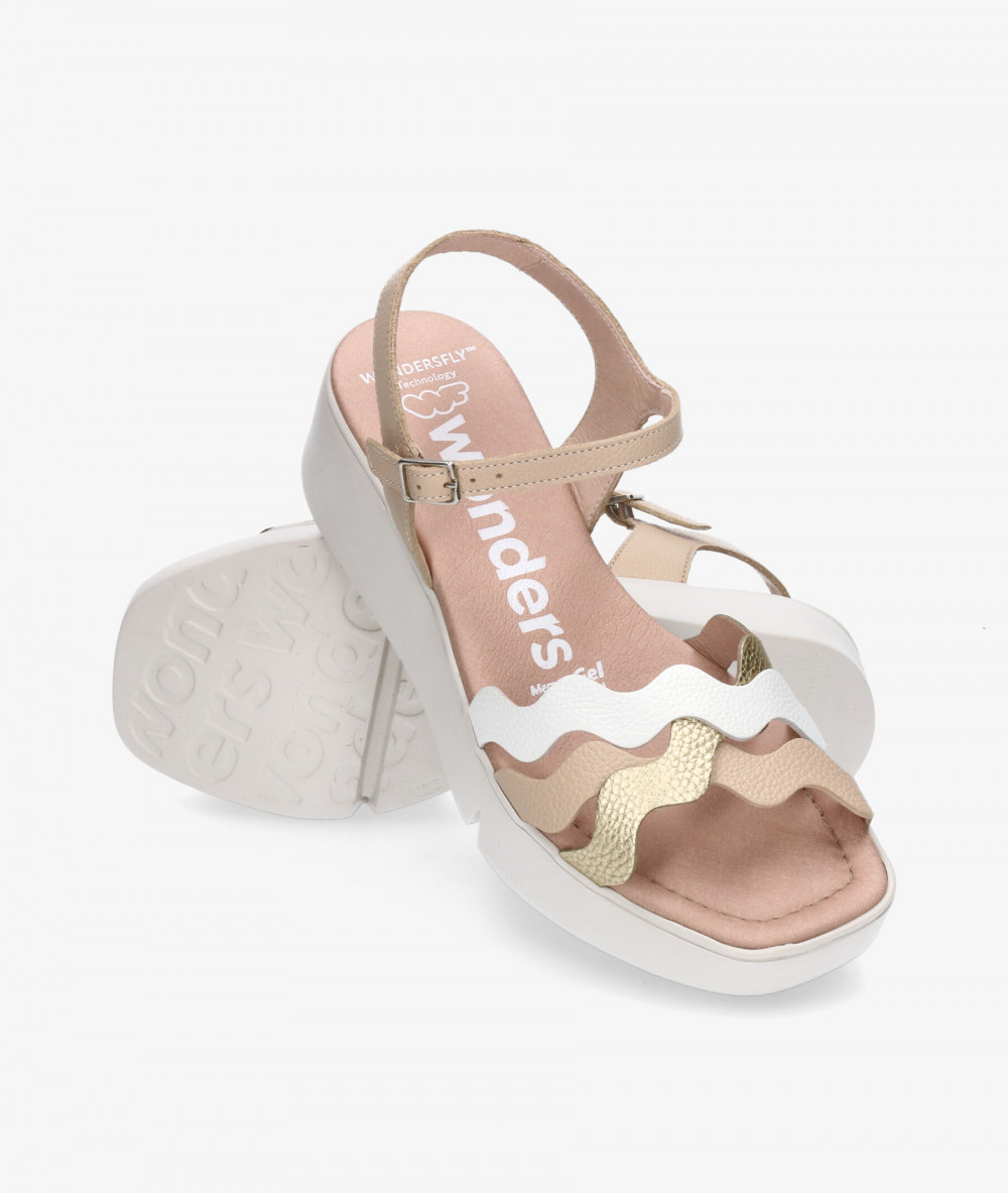 Sandalias Wonders  B-7943 en beige
