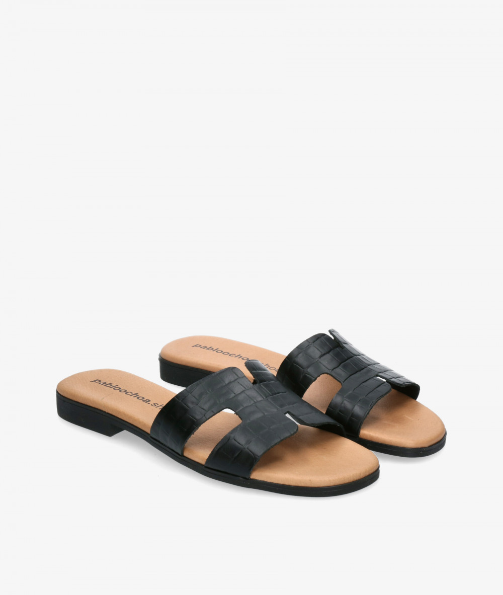 Sandalias pabloochoa.shoes  1842 en coco negro Sandalias pabloochoa.shoes  1842 en coco negro
