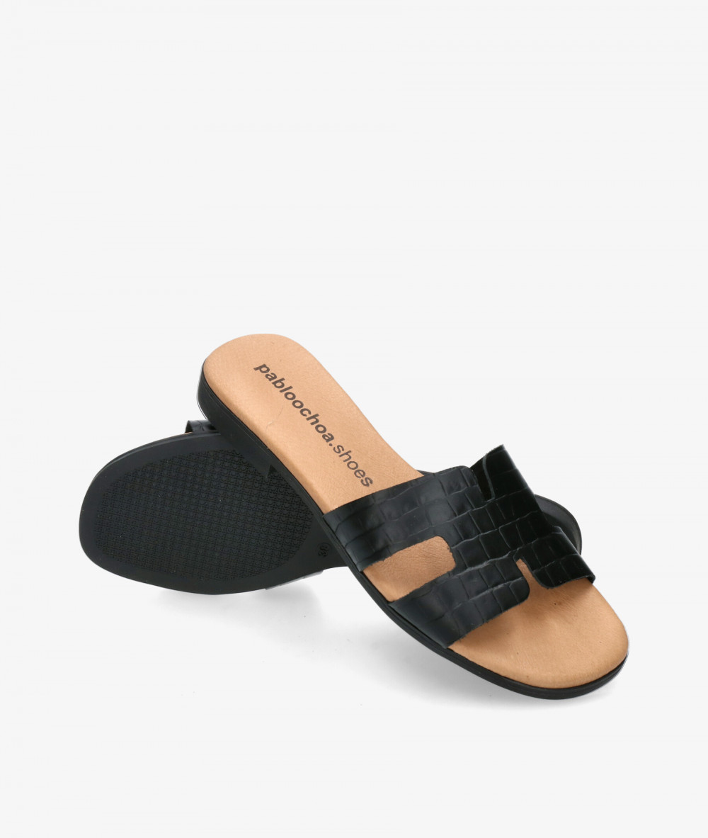 Sandalias pabloochoa.shoes  1842 en coco negro Sandalias pabloochoa.shoes  1842 en coco negro